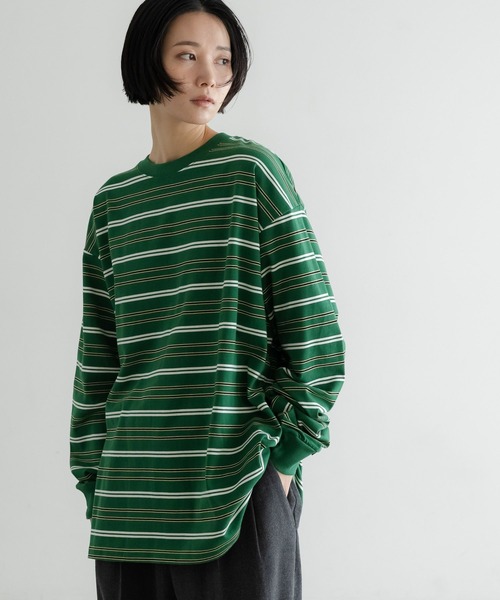 LOWRYS FARM(ローリーズファーム)の「【LFM(U)】CREW NECK ボーダーT/LS 581154(Tシャツ/カットソー・メンズ・グリーン/ブラウン/ブルー/グレー/ネイビー/ブラウン系その他・MEDIUM/LARGE)」の18枚目の写真