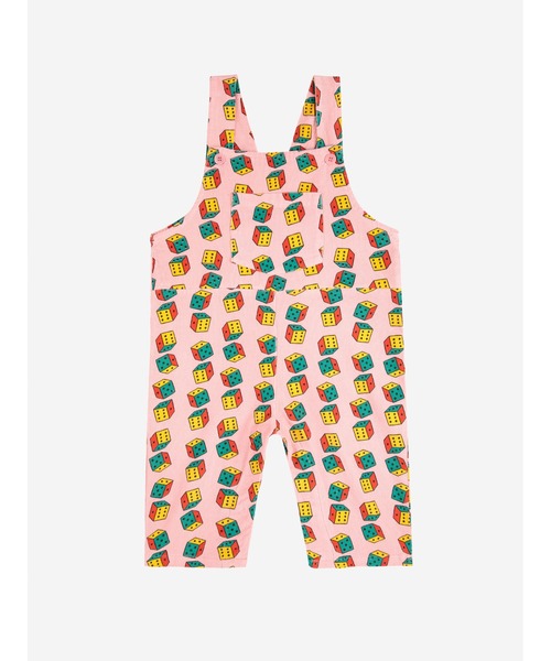BOBO CHOSES(ボボショーズ)の「Dices all over micro corduroy dungaree(サロペット/オーバーオール・キッズ・ピンク・18MONTH/12MONTH/24MONTH/9MONTH/6MONTH)」の1枚目の写真