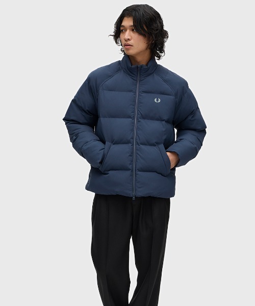 フレッドペリー ダウンジャケット ネイビー セール】Raglan Sleeve Padded Jacket／ラグランスリーブ中綿