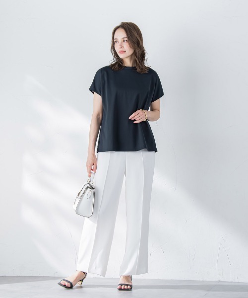 Viaggio Blu（ビアッジョブルー）の「バックフラワーレースカットソー≪手洗い可能≫（Tシャツ/カットソー・レディース・ブラック/ホワイト・M/S）」の12枚目の写真