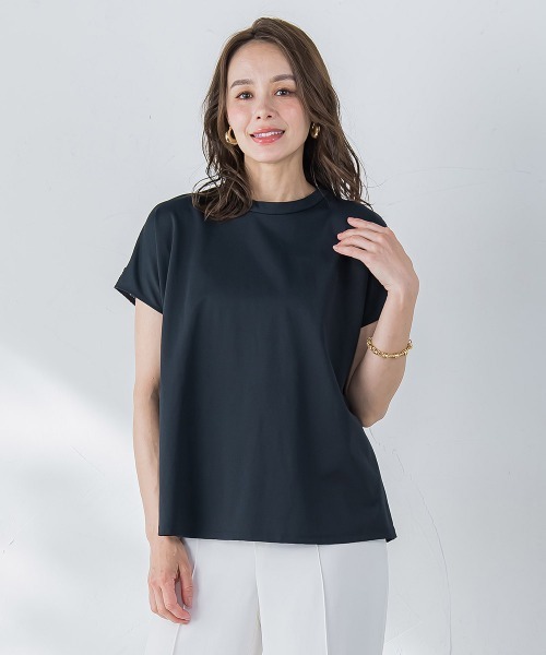 Viaggio Blu（ビアッジョブルー）の「バックフラワーレースカットソー≪手洗い可能≫（Tシャツ/カットソー・レディース・ブラック/ホワイト・M/S）」の7枚目の写真