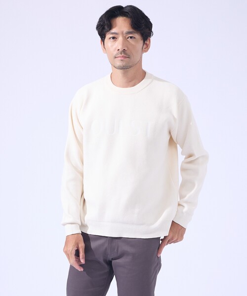 ABAHOUSE GRAY（アバハウスグレイ）の「【QUEST / ワンポイントロゴ】モールリンクス ニット（ニット/セーター・メンズ・ブラック/オフホワイト/モカ/グレイッシュブルー・46/48）」の2枚目の写真