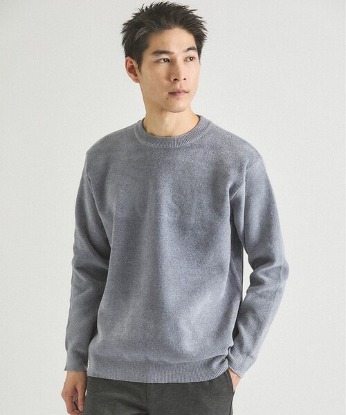 ABAHOUSE GRAY（アバハウスグレイ）の「【QUEST / ワンポイントロゴ】モールリンクス ニット（ニット/セーター・メンズ・ブラック/オフホワイト/モカ/グレイッシュブルー・46/48）」の4枚目の写真