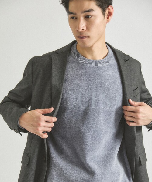 ABAHOUSE GRAY（アバハウスグレイ）の「【QUEST / ワンポイントロゴ】モールリンクス ニット（ニット/セーター・メンズ・ブラック/オフホワイト/モカ/グレイッシュブルー・46/48）」の7枚目の写真