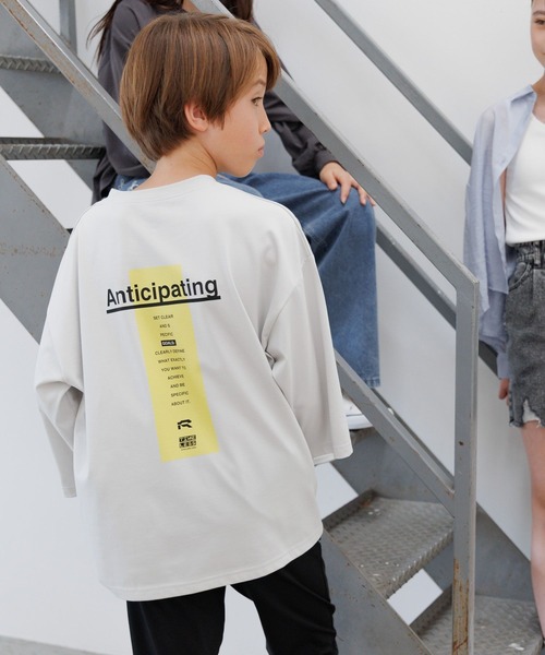 GLOBAL WORK（グローバルワーク）の「ヘビロッTEE/プリント7分袖/579695（Tシャツ/カットソー・キッズ・ライトグレー/ボルドー/オフホワイト/チャコールグレー・130cm/140cm/150cm/160cm）」の4枚目の写真