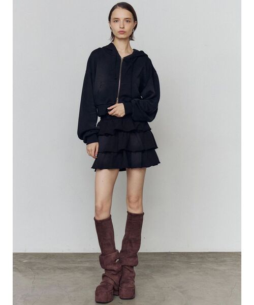 EMODA（エモダ）の「シェービングショートジップフーディ（パーカー・レディース・グレー/ブラック/ライトグレー・FREE）」の14枚目の写真