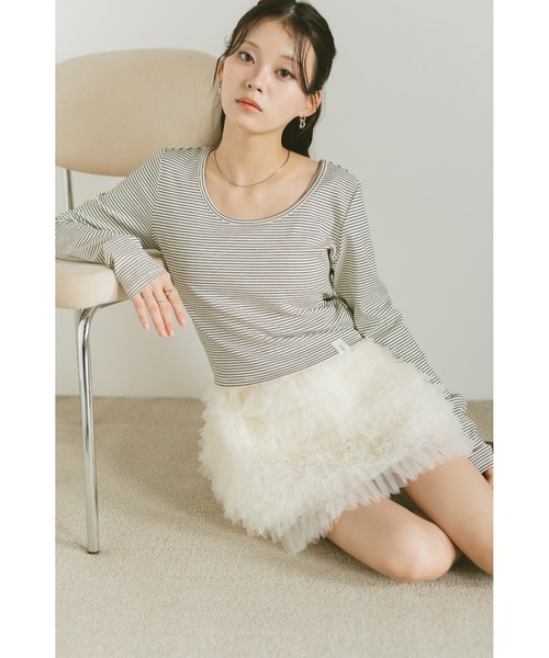 VANNIE U(ヴァニーユー)の「ベーシックコンパクトボーダーロンT(Tシャツ/カットソー・レディース・ブラック/アイボリー/ホワイト・FREE)」の22枚目の写真