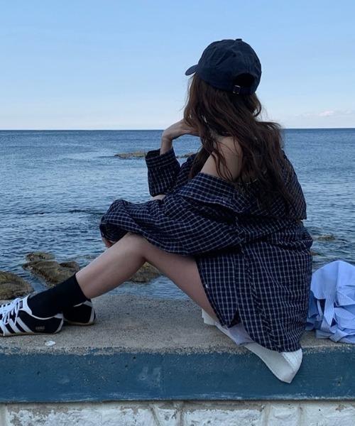 LAC-VERT(ラック・ヴェール)の「フード付きチェックシャツ(シャツ/ブラウス・レディース・ネイビー/ブルー・FREE)」の13枚目の写真