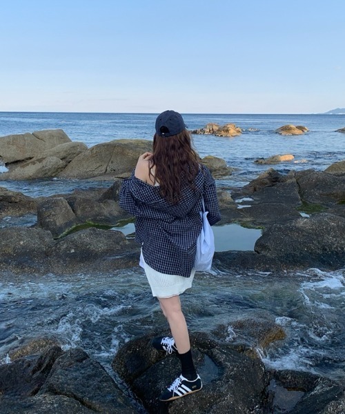 LAC-VERT(ラック・ヴェール)の「フード付きチェックシャツ(シャツ/ブラウス・レディース・ネイビー/ブルー・FREE)」の21枚目の写真