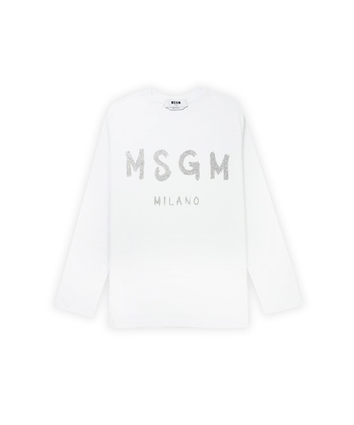 MSGM(エムエスジーエム)の「【NEW】MSGM ブラッシュロゴ ロングスリーブTシャツ【Japan Exclusive/GLITTER PRINT】(Tシャツ/カットソー・レディース・ホワイト×シルバー/ブラック×シルバー・M/S/XS)」の1枚目の写真