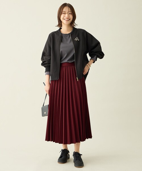 ANY(エニィ)の「【新色追加/ウエストゴム】ウーリッシュプリーツスカート(スカート・レディース・ブラック系/ダークグリーン系3/ダークブラウン系3/黄土色系/ワイン系/グレー系/ネイビー系3/アイボリー系3/ライラック系・LARGE/MEDIUM/SMALL)」の15枚目の写真