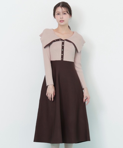 ◇ ビッグカラーニットワンピース（ワンピース）｜JILL by JILL