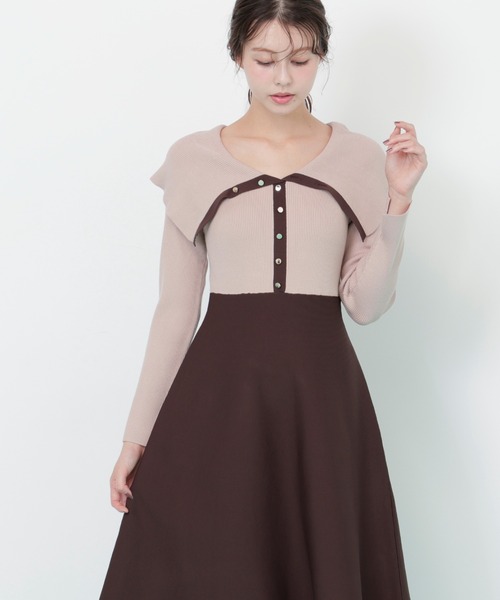 セール】◇ ビッグカラーニットワンピース（ワンピース）｜JILL by