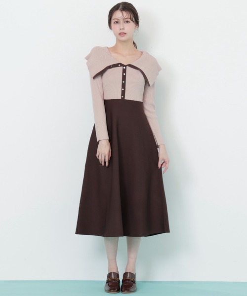 セール】◇ ビッグカラーニットワンピース（ワンピース）｜JILL by