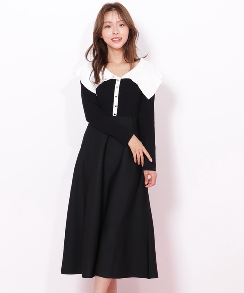 ◇ ビッグカラーニットワンピース（ワンピース）｜JILL by JILL