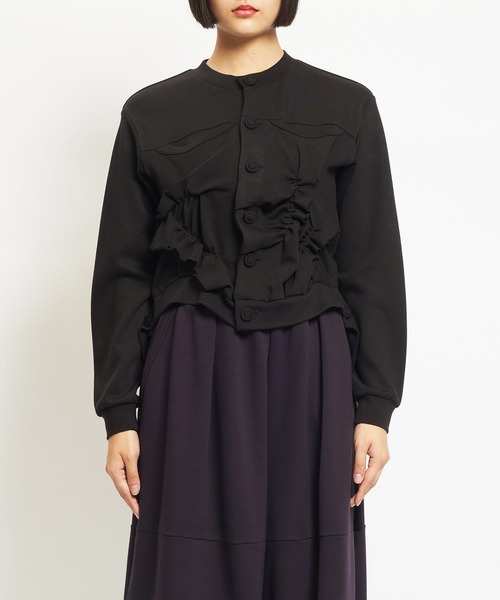 gomme（ゴム）の「ウォームポンチ　ギャザーカーディガン（カーディガン/ボレロ・レディース・ブラック・MEDIUM）」の7枚目の写真