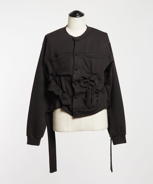 gomme（ゴム）の「ウォームポンチ　ギャザーカーディガン（カーディガン/ボレロ・レディース・ブラック・MEDIUM）」の10枚目の写真