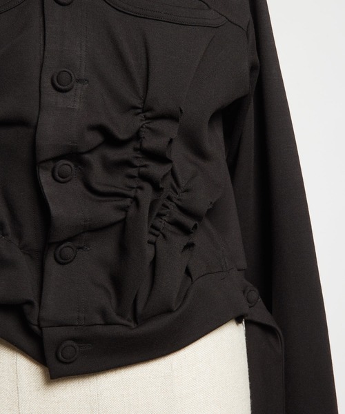 gomme（ゴム）の「ウォームポンチ　ギャザーカーディガン（カーディガン/ボレロ・レディース・ブラック・MEDIUM）」の15枚目の写真