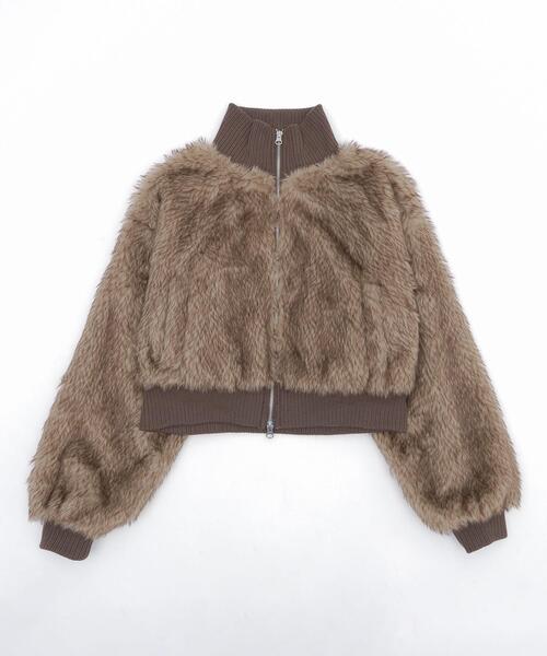WEGO(ウィゴー)の「WEGO/Wジップ フェイクファーショートブルゾン(ブルゾン・レディース・アイボリー/ブラウン系その他/グレー系その他/ブラック/ダークブラウン・FREE)」の9枚目の写真