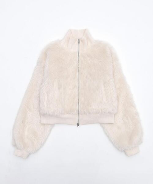 WEGO(ウィゴー)の「WEGO/Wジップ フェイクファーショートブルゾン(ブルゾン・レディース・アイボリー/ブラウン系その他/グレー系その他/ブラック/ダークブラウン・FREE)」の6枚目の写真