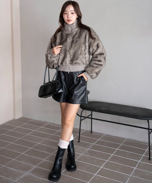 WEGO(ウィゴー)の「WEGO/Wジップ フェイクファーショートブルゾン(ブルゾン・レディース・アイボリー/ブラウン系その他/グレー系その他/ブラック/ダークブラウン・FREE)」の19枚目の写真