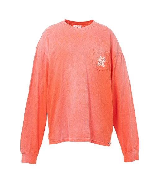 KAMIYA（カミヤ）の「"Messenger Bird" Distressed Pocket L/S T-shirt（Tシャツ/カットソー・メンズ・ホワイト/オレンジ・S/L/M）」の2枚目の写真