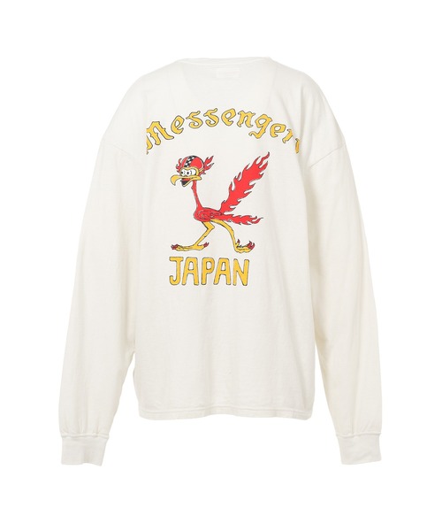 KAMIYA（カミヤ）の「"Messenger Bird" Distressed Pocket L/S T-shirt（Tシャツ/カットソー・メンズ・ホワイト/オレンジ・S/L/M）」の5枚目の写真