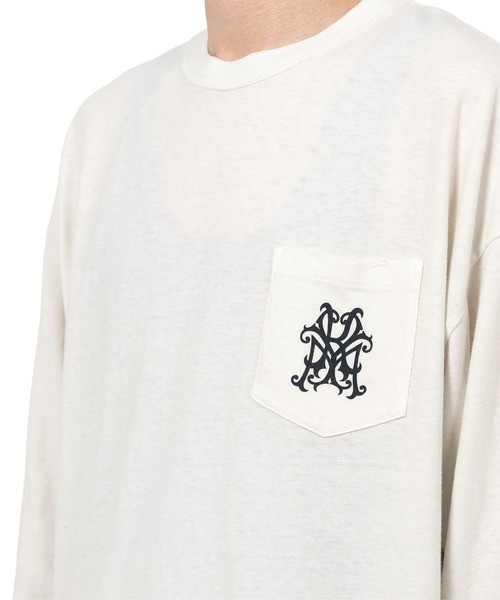 KAMIYA（カミヤ）の「"Messenger Bird" Distressed Pocket L/S T-shirt（Tシャツ/カットソー・メンズ・ホワイト/オレンジ・S/L/M）」の22枚目の写真