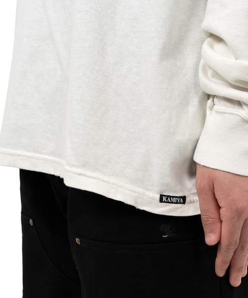 KAMIYA（カミヤ）の「"Messenger Bird" Distressed Pocket L/S T-shirt（Tシャツ/カットソー・メンズ・ホワイト/オレンジ・S/L/M）」の21枚目の写真