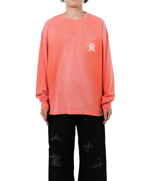 KAMIYA（カミヤ）の「"Messenger Bird" Distressed Pocket L/S T-shirt（Tシャツ/カットソー・メンズ・ホワイト/オレンジ・S/L/M）」の11枚目の写真