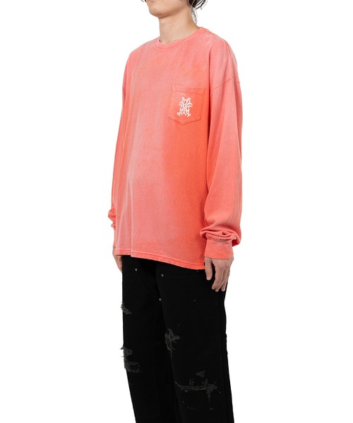 KAMIYA（カミヤ）の「"Messenger Bird" Distressed Pocket L/S T-shirt（Tシャツ/カットソー・メンズ・ホワイト/オレンジ・S/L/M）」の10枚目の写真