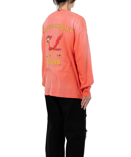 KAMIYA（カミヤ）の「"Messenger Bird" Distressed Pocket L/S T-shirt（Tシャツ/カットソー・メンズ・ホワイト/オレンジ・S/L/M）」の9枚目の写真