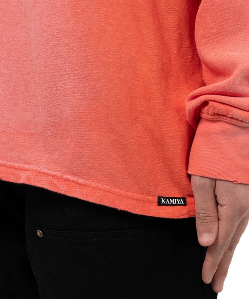 KAMIYA（カミヤ）の「"Messenger Bird" Distressed Pocket L/S T-shirt（Tシャツ/カットソー・メンズ・ホワイト/オレンジ・S/L/M）」の7枚目の写真