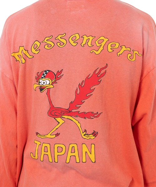 KAMIYA（カミヤ）の「"Messenger Bird" Distressed Pocket L/S T-shirt（Tシャツ/カットソー・メンズ・ホワイト/オレンジ・S/L/M）」の6枚目の写真