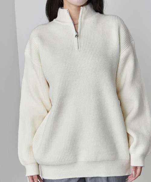 Theater code（シアターコード）の「Half-zip knit/ハーフジップニット（ニット/セーター・レディース・チャコール/ホワイト/ブラック/グレー・M/L）」の12枚目の写真
