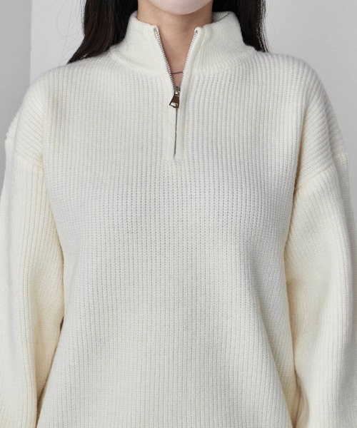 Theater code（シアターコード）の「Half-zip knit/ハーフジップニット（ニット/セーター・レディース・チャコール/ホワイト/ブラック/グレー・M/L）」の14枚目の写真