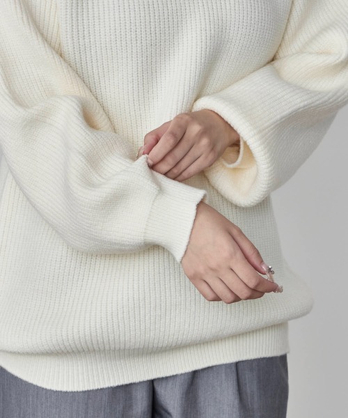 Theater code（シアターコード）の「Half-zip knit/ハーフジップニット（ニット/セーター・レディース・チャコール/ホワイト/ブラック/グレー・M/L）」の15枚目の写真