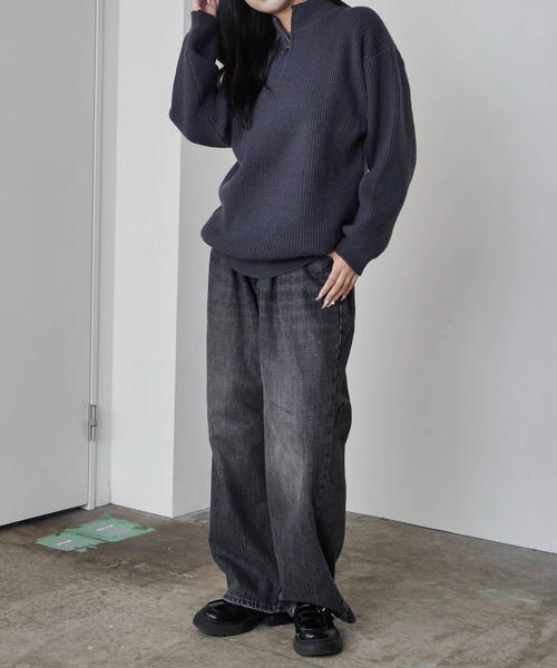 Theater code（シアターコード）の「Half-zip knit/ハーフジップニット（ニット/セーター・レディース・チャコール/ホワイト/ブラック/グレー・M/L）」の11枚目の写真