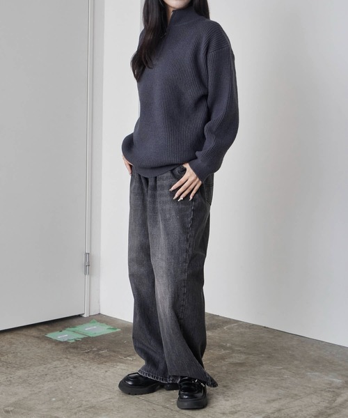 Theater code（シアターコード）の「Half-zip knit/ハーフジップニット（ニット/セーター・レディース・チャコール/ホワイト/ブラック/グレー・M/L）」の10枚目の写真