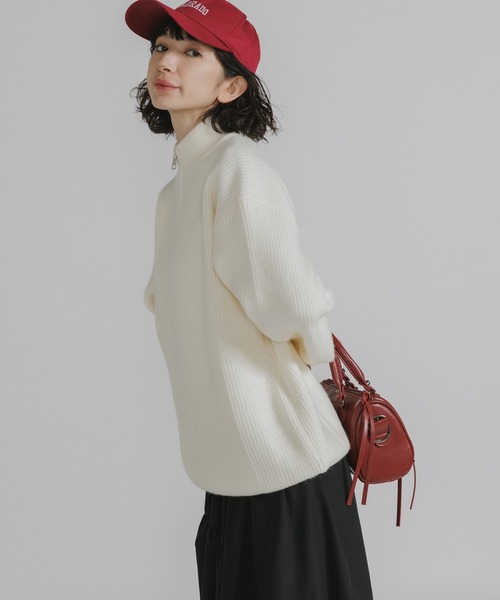 Theater code（シアターコード）の「Half-zip knit/ハーフジップニット（ニット/セーター・レディース・チャコール/ホワイト/ブラック/グレー・M/L）」の22枚目の写真