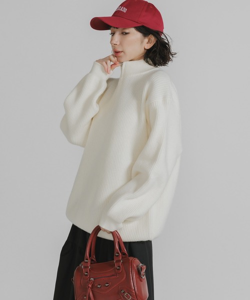 Theater code（シアターコード）の「Half-zip knit/ハーフジップニット（ニット/セーター・レディース・チャコール/ホワイト/ブラック/グレー・M/L）」の20枚目の写真