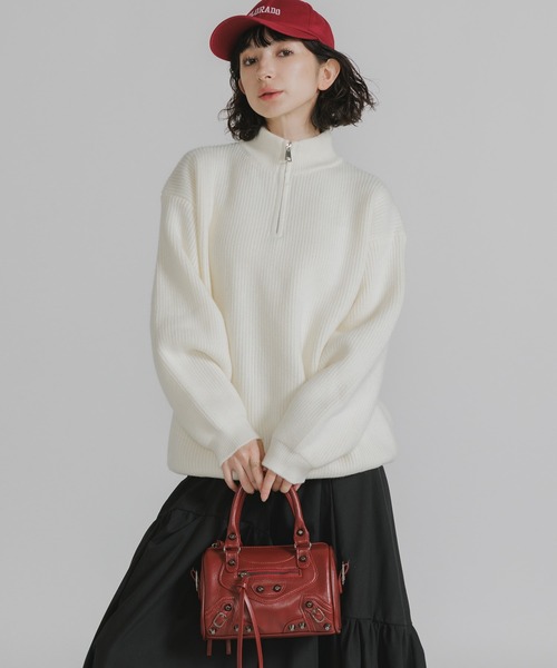 Theater code（シアターコード）の「Half-zip knit/ハーフジップニット（ニット/セーター・レディース・チャコール/ホワイト/ブラック/グレー・M/L）」の19枚目の写真