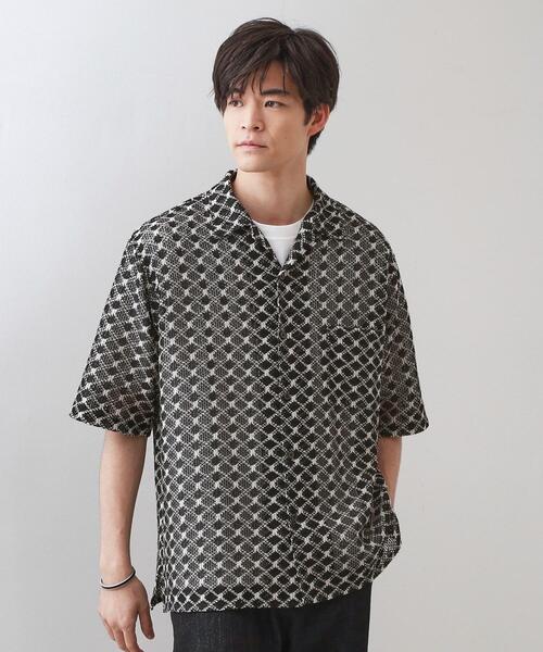 THE SHOP TK (ザ ショップ ティーケー )の「クラフトレース半袖シャツ 【洗濯機OK】(シャツ/ブラウス・メンズ・ブラック/オフホワイト・04/03/02)」の2枚目の写真