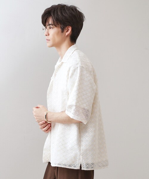 THE SHOP TK (ザ ショップ ティーケー )の「クラフトレース半袖シャツ 【洗濯機OK】(シャツ/ブラウス・メンズ・ブラック/オフホワイト・04/03/02)」の3枚目の写真