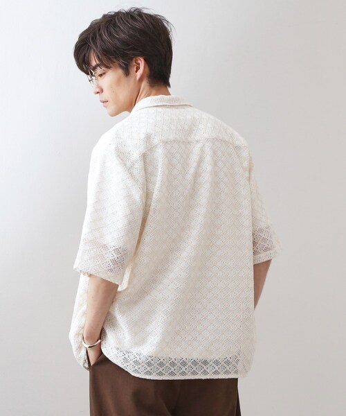 THE SHOP TK (ザ ショップ ティーケー )の「クラフトレース半袖シャツ 【洗濯機OK】(シャツ/ブラウス・メンズ・ブラック/オフホワイト・04/03/02)」の4枚目の写真