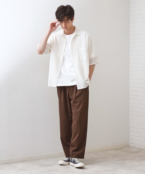 THE SHOP TK (ザ ショップ ティーケー )の「クラフトレース半袖シャツ 【洗濯機OK】(シャツ/ブラウス・メンズ・ブラック/オフホワイト・04/03/02)」の5枚目の写真