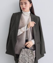 美品✨【インディヴィ】ダブルテーラードジャケットパンツセットアップダークグリーン 再入荷/新色】ダブルポケット5分袖シャツ/体型カバー／洗濯機OK