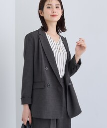 INDIVI(インディヴィ)の【洗える/セットアップ可能】凹凸ストレッチ素材ダブルジャケット(テーラードジャケット)