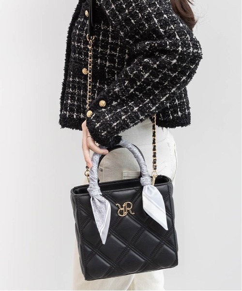 RANDA（ランダ）の「2WAY モノグラムスカーフキルティングハンドバッグ（ハンドバッグ・レディース・アイボリー/グレー/ブラック/ライトグレー・FREE）」の9枚目の写真