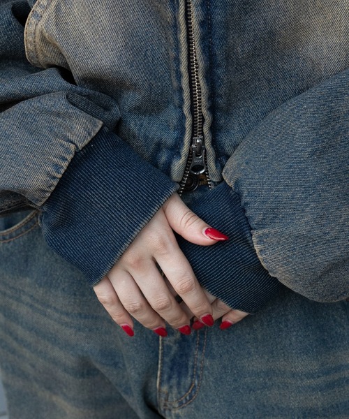 WEGO（ウィゴー）の「WEGO/【25年秋冬新作】ファーフードデニムショートブルゾン（ブルゾン・レディース・ブラック系2/コバルトブルー・FREE）」の7枚目の写真